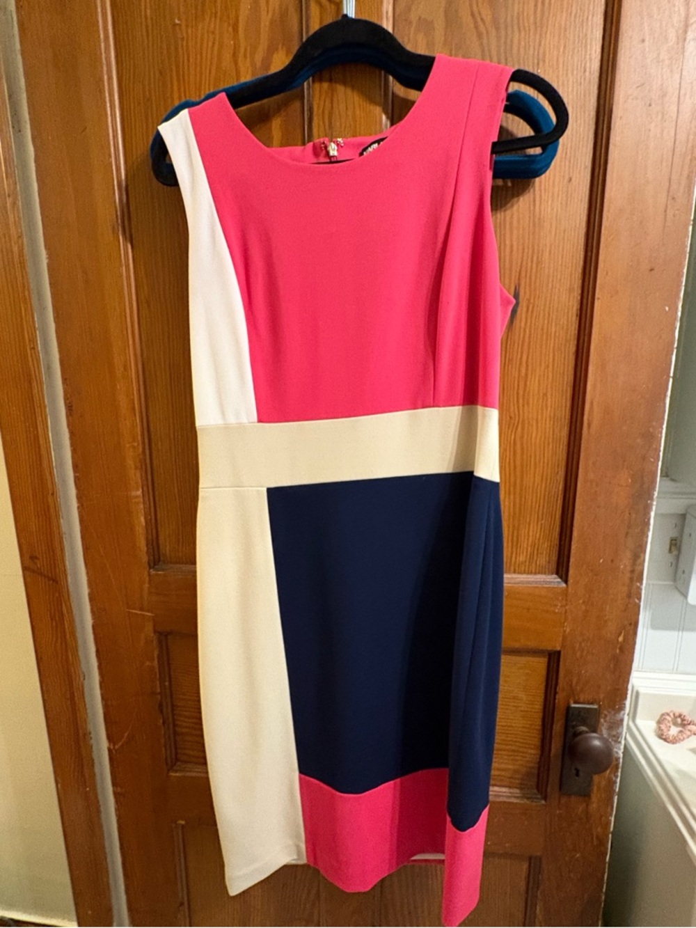 Karl Lagerfeld Pink, Navy & Cream Colorblock Mini Dress